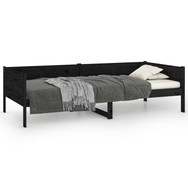 Sofá cama madera maciza de pino negro 80x200 cm