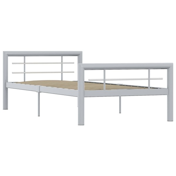 Estructura de cama de metal gris y blanco 90x200 cm
