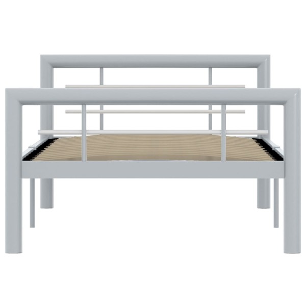 Estructura de cama de metal gris y blanco 90x200 cm