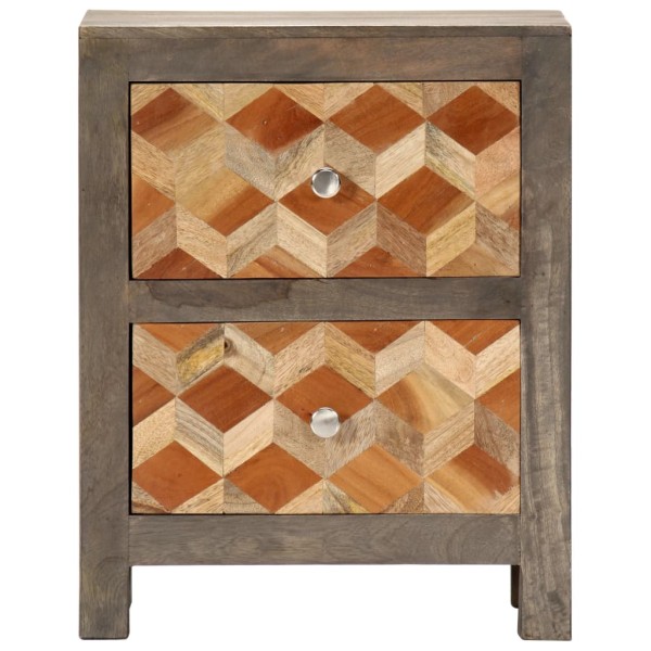 Mesita de noche madera maciza de mango gris 40x30x50 cm Mesita de noche madera maciza de mango gris 40x30x50 cm