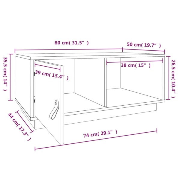 Mesa de centro de madera maciza de pino 80x50x35,5 cm Mesa de centro de madera maciza de pino 80x50x35,5 cm
