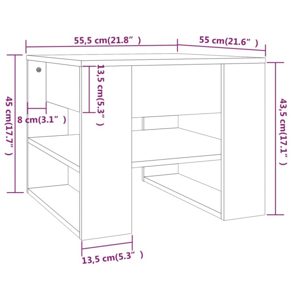 Mesa de centro madera contrachapada negro 55,5x55x45 cm Mesa de centro madera contrachapada negro 55,5x55x45 cm