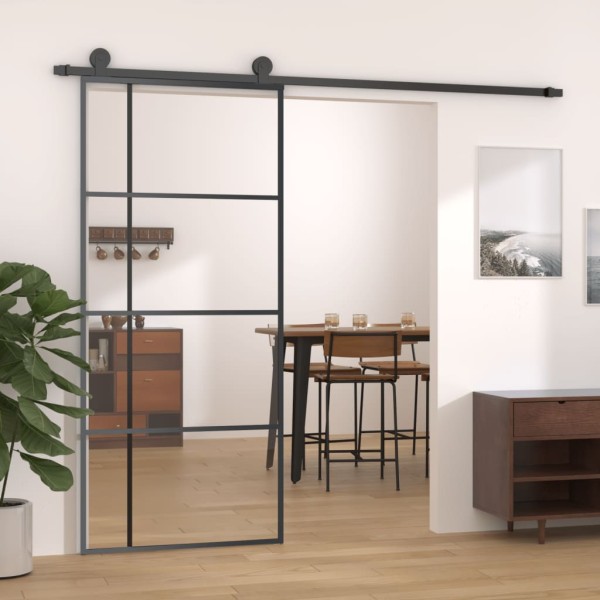 Puerta corredera ESG vidrio y aluminio negra 90x205 cm Puerta corredera ESG vidrio y aluminio negra 90x205 cm