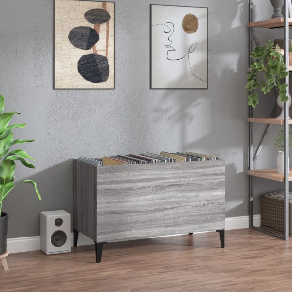 Mueble discos madera contrachapada gris sonoma 74,5x38x48 cm Mueble discos madera contrachapada gris sonoma 74,5x38x48 cm