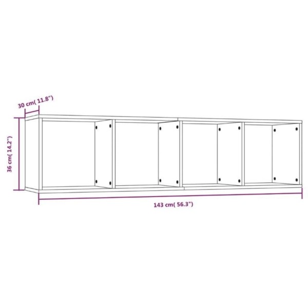 Estantería/mueble de TV madera roble marrón 143x30x36 cm Estantería/mueble de TV madera roble marrón 143x30x36 cm
