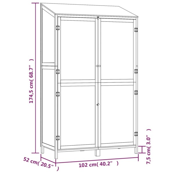 Cobertizo de jardín madera maciza abeto marrón 102x52x174,5cm Cobertizo de jardín madera maciza abeto marrón 102x52x174,5cm