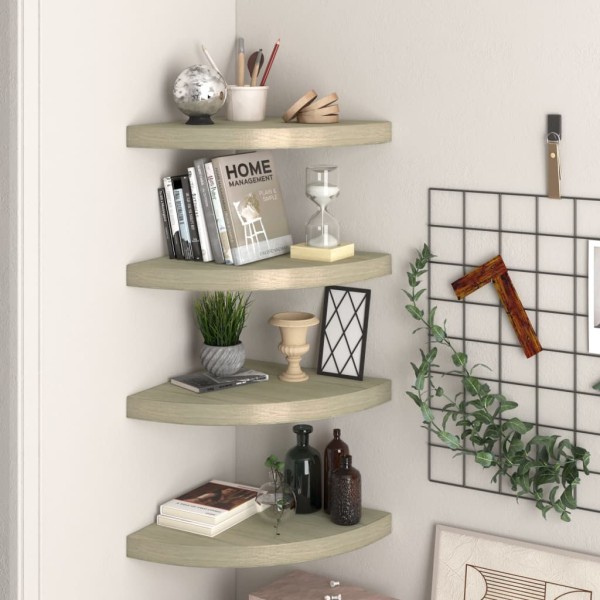Estantes flotantes de esquina 4 uds MDF roble 35x35x3,8 cm Estantes flotantes de esquina 4 uds MDF roble 35x35x3,8 cm