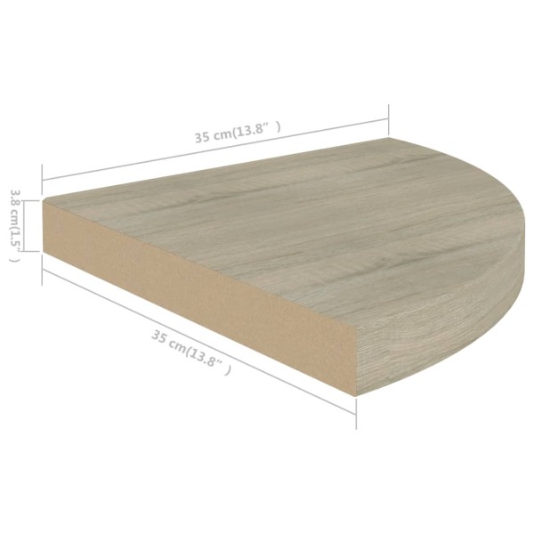 Estantes flotantes de esquina 4 uds MDF roble 35x35x3,8 cm Estantes flotantes de esquina 4 uds MDF roble 35x35x3,8 cm