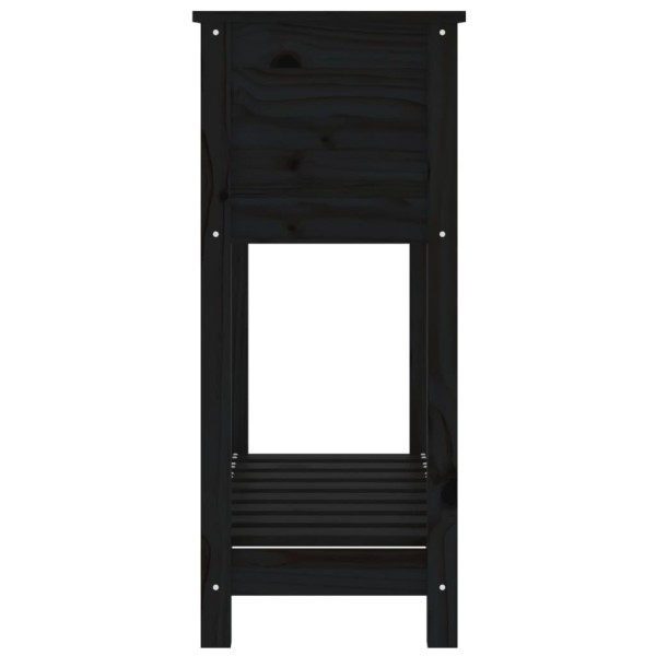 Jardinera con estante madera maciza pino negro 82,5x34,5x81 cm Jardinera con estante madera maciza pino negro 82,5x34,5x81 cm