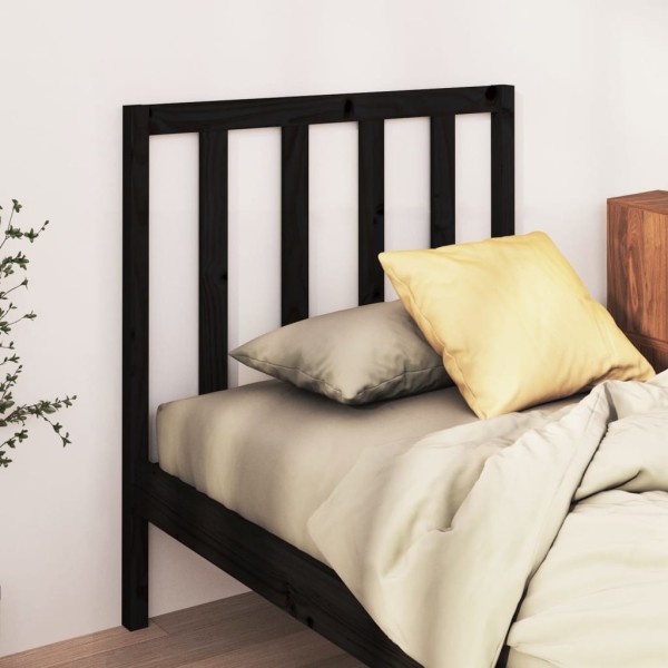 Cabecero de cama madera maciza de pino negro 95x4x100 cm Cabecero de cama madera maciza de pino negro 95x4x100 cm