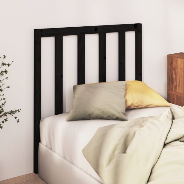 Cabecero de cama madera maciza de pino negro 95x4x100 cm Cabecero de cama madera maciza de pino negro 95x4x100 cm