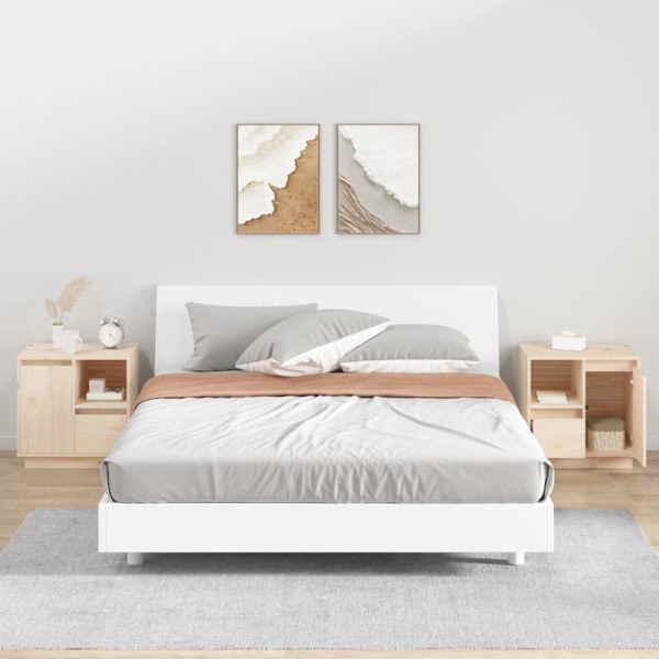 Mesitas de noche 2 uds madera maciza de pino 50x34x50 cm Mesitas de noche 2 uds madera maciza de pino 50x34x50 cm