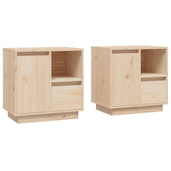 Mesitas de noche 2 uds madera maciza de pino 50x34x50 cm Mesitas de noche 2 uds madera maciza de pino 50x34x50 cm