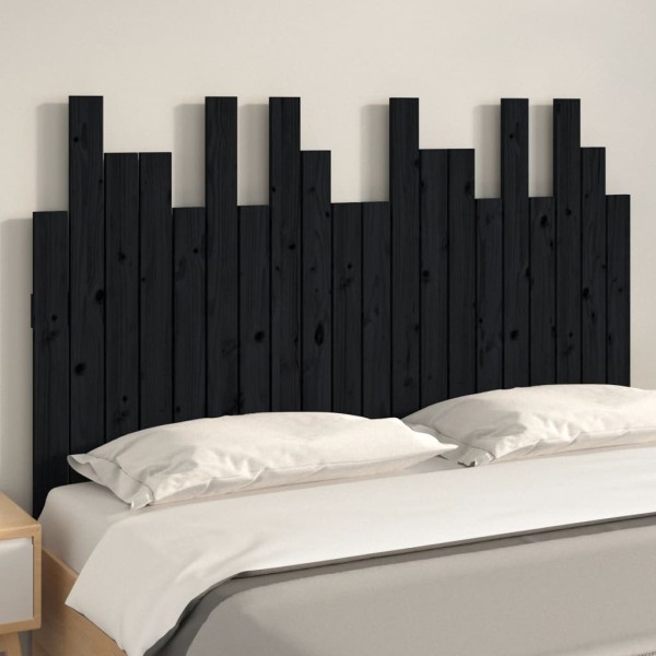 Cabecero de cama de pared madera maciza pino negro 127,5x3x80cm Cabecero de cama de pared madera maciza pino negro 127,5x3x80cm