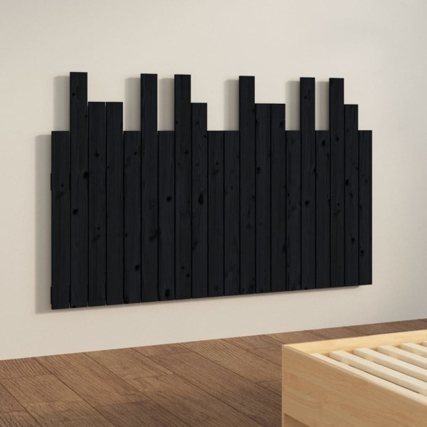 Cabecero de cama de pared madera maciza pino negro 127,5x3x80cm Cabecero de cama de pared madera maciza pino negro 127,5x3x80cm