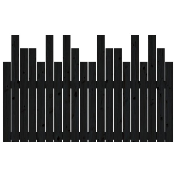 Cabecero de cama de pared madera maciza pino negro 127,5x3x80cm Cabecero de cama de pared madera maciza pino negro 127,5x3x80cm