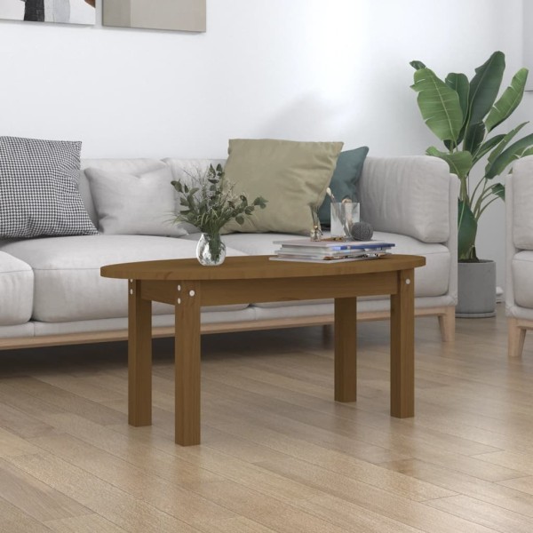 Mesa de centro madera maciza de pino marrón miel 80x40x35 cm Mesa de centro madera maciza de pino marrón miel 80x40x35 cm