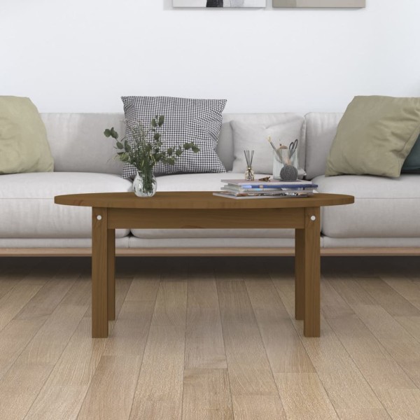 Mesa de centro madera maciza de pino marrón miel 80x40x35 cm Mesa de centro madera maciza de pino marrón miel 80x40x35 cm