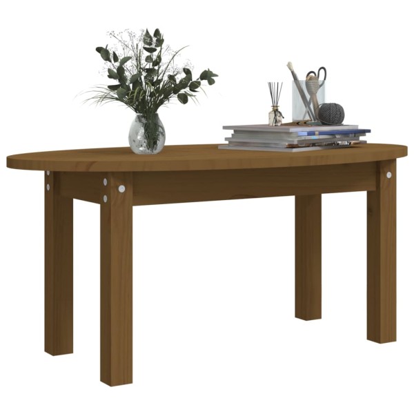 Mesa de centro madera maciza de pino marrón miel 80x40x35 cm Mesa de centro madera maciza de pino marrón miel 80x40x35 cm