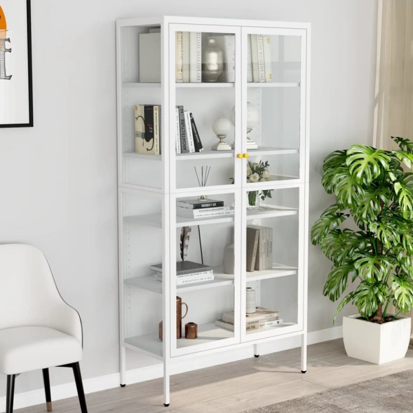 Vitrina de acero y vidrio templado blanca 90x40x180 cm Vitrina de acero y vidrio templado blanca 90x40x180 cm