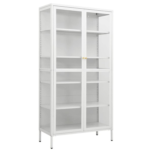 Vitrina de acero y vidrio templado blanca 90x40x180 cm Vitrina de acero y vidrio templado blanca 90x40x180 cm