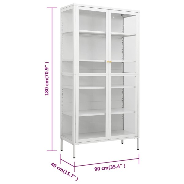 Vitrina de acero y vidrio templado blanca 90x40x180 cm Vitrina de acero y vidrio templado blanca 90x40x180 cm