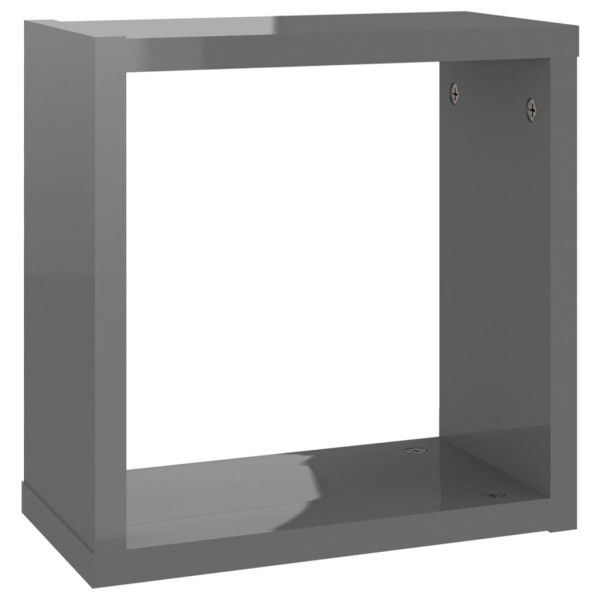 Estantes cubo de pared 2 unidades gris brillo 30x15x30 cm Estantes cubo de pared 2 unidades gris brillo 30x15x30 cm