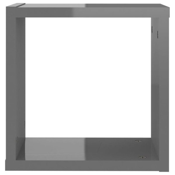 Estantes cubo de pared 2 unidades gris brillo 30x15x30 cm Estantes cubo de pared 2 unidades gris brillo 30x15x30 cm