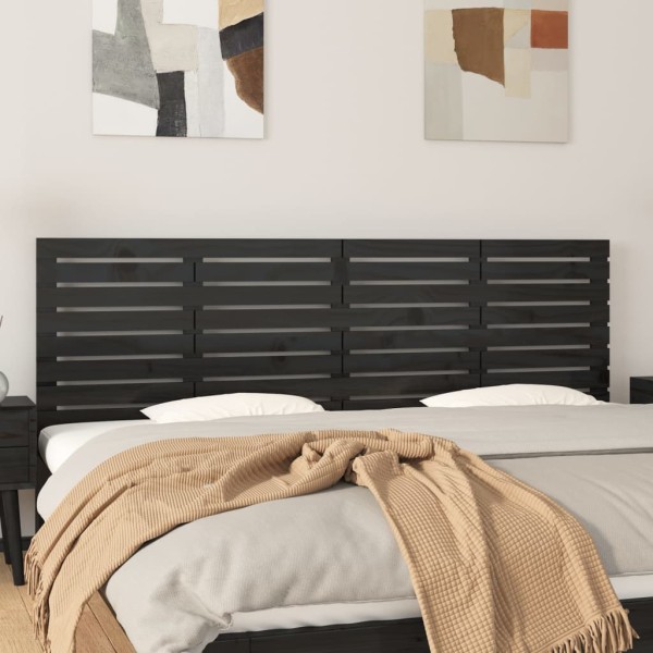 Cabecero de cama de pared madera maciza pino negro 166x3x63 cm Cabecero de cama de pared madera maciza pino negro 166x3x63 cm