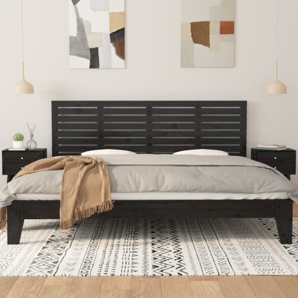 Cabecero de cama de pared madera maciza pino negro 166x3x63 cm Cabecero de cama de pared madera maciza pino negro 166x3x63 cm