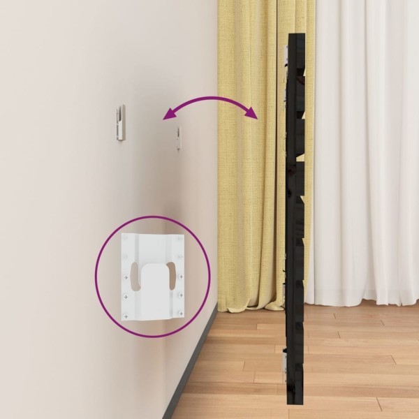 Cabecero de cama de pared madera maciza pino negro 166x3x63 cm Cabecero de cama de pared madera maciza pino negro 166x3x63 cm