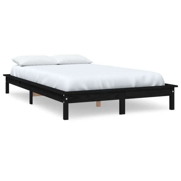 Estructura de cama madera maciza de pino negra 120x200 cm Estructura de cama madera maciza de pino negra 120x200 cm