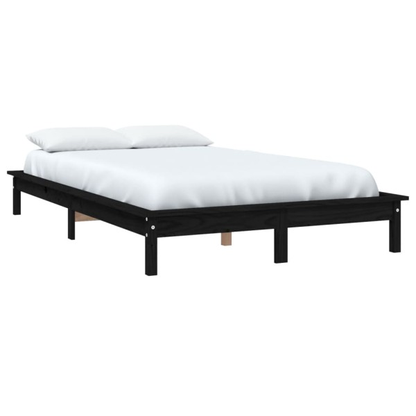 Estructura de cama madera maciza de pino negra 120x200 cm Estructura de cama madera maciza de pino negra 120x200 cm