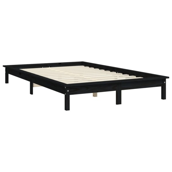Estructura de cama madera maciza de pino negra 120x200 cm Estructura de cama madera maciza de pino negra 120x200 cm