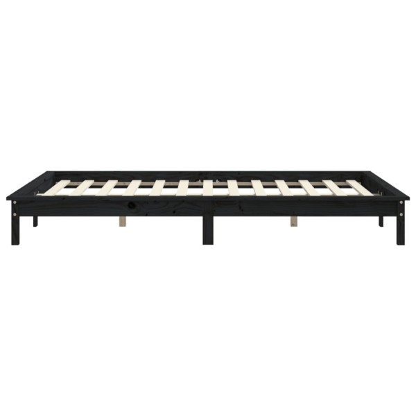 Estructura de cama madera maciza de pino negra 120x200 cm Estructura de cama madera maciza de pino negra 120x200 cm