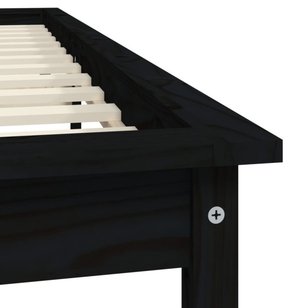 Estructura de cama madera maciza de pino negra 120x200 cm Estructura de cama madera maciza de pino negra 120x200 cm