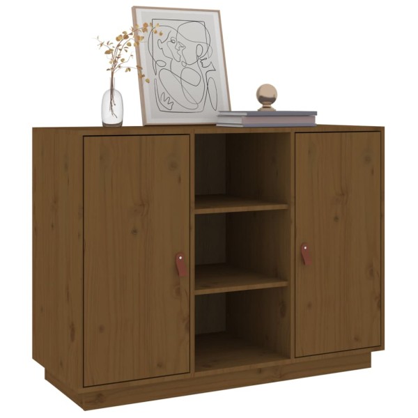 Aparador de madera maciza de pino marrón miel 100x40x75 cm