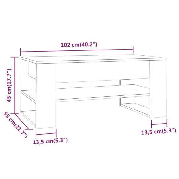 Mesa de centro madera contrachapada roble ahumado 102x55x45 cm Mesa de centro madera contrachapada roble ahumado 102x55x45 cm
