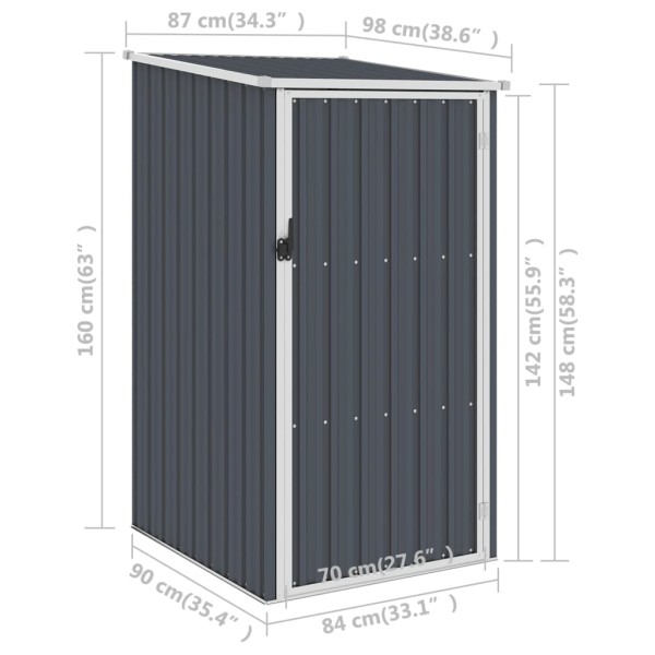 Cobertizo de jardín acero galvanizado antracita 87x98x159 cm Cobertizo de jardín acero galvanizado antracita 87x98x159 cm