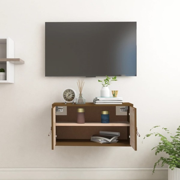 Armario de pared madera maciza de pino marrón miel 60x30x30 cm Armario de pared madera maciza de pino marrón miel 60x30x30 cm