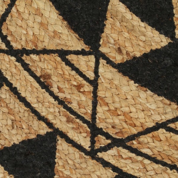 Alfombra de yute tejida a mano con estampado negro 150 cm Alfombra de yute tejida a mano con estampado negro 150 cm