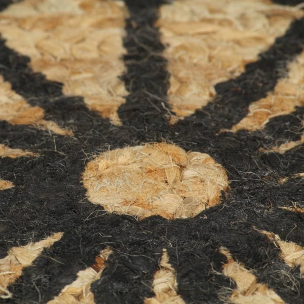 Alfombra de yute tejida a mano con estampado negro 150 cm Alfombra de yute tejida a mano con estampado negro 150 cm