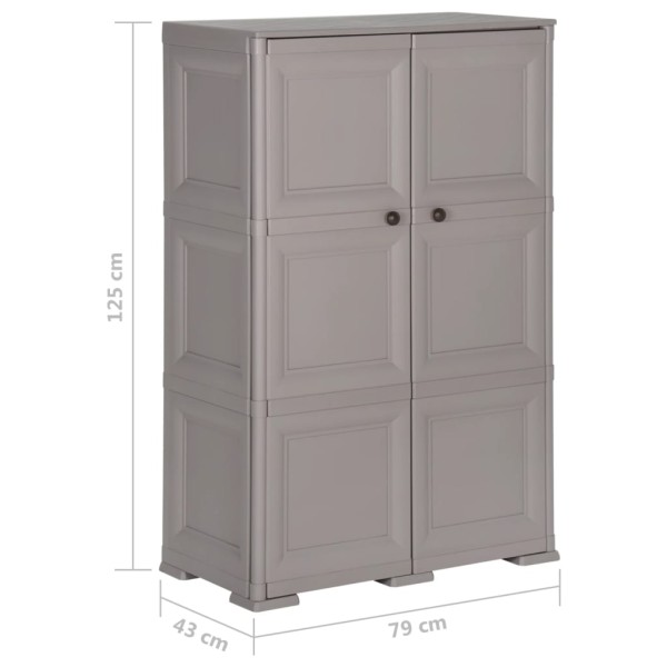 Armario de plástico diseño de madera gris 79x43x125 cm Armario de plástico diseño de madera gris 79x43x125 cm