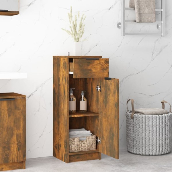 Armario de baño madera contrachapada roble ahumado 32x34x90 cm Armario de baño madera contrachapada roble ahumado 32x34x90 cm