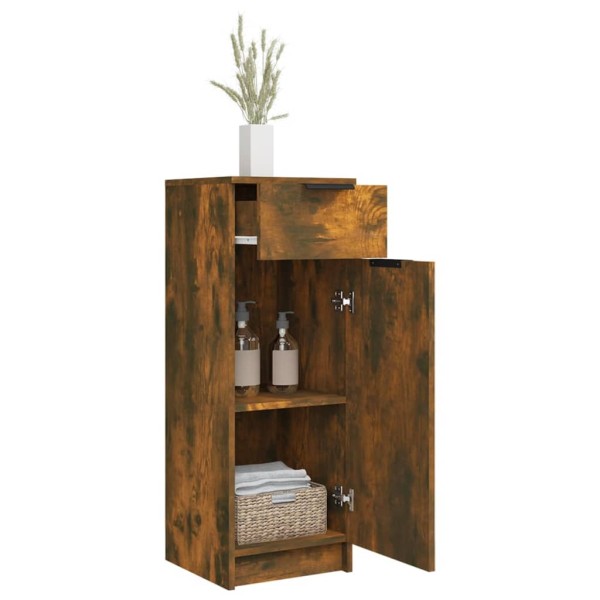 Armario de baño madera contrachapada roble ahumado 32x34x90 cm Armario de baño madera contrachapada roble ahumado 32x34x90 cm