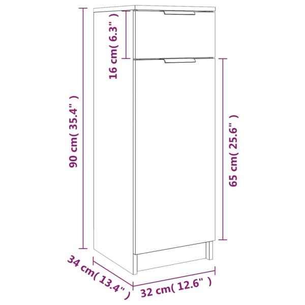 Armario de baño madera contrachapada roble ahumado 32x34x90 cm Armario de baño madera contrachapada roble ahumado 32x34x90 cm