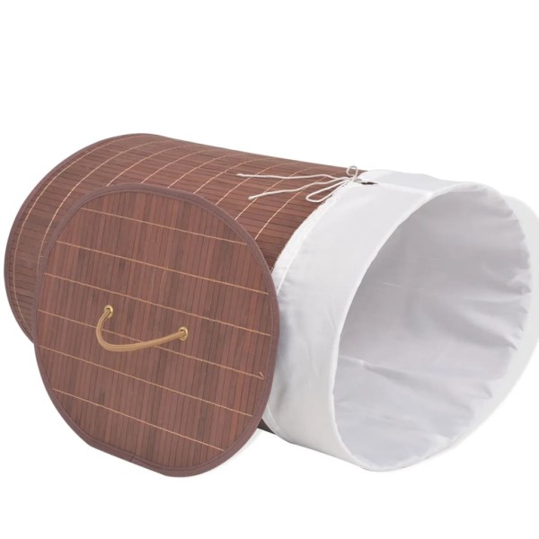 Cesto de la ropa de bambú ovalado marrón Cesto de la ropa de bambú ovalado marrón
