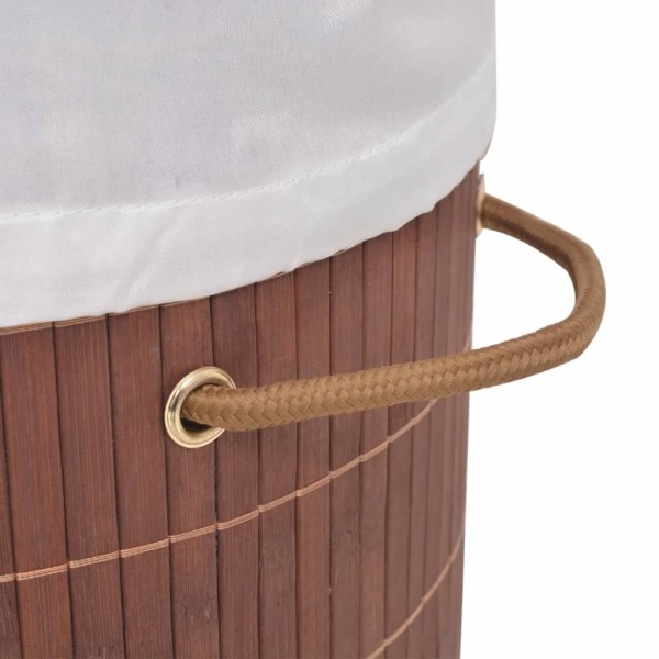 Cesto de la ropa de bambú ovalado marrón Cesto de la ropa de bambú ovalado marrón