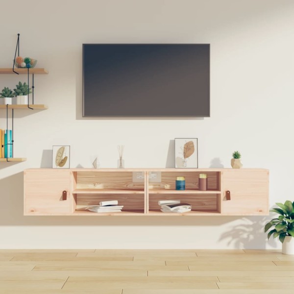 Armarios de pared 2 uds madera maciza de pino 80x30x30 cm Armarios de pared 2 uds madera maciza de pino 80x30x30 cm