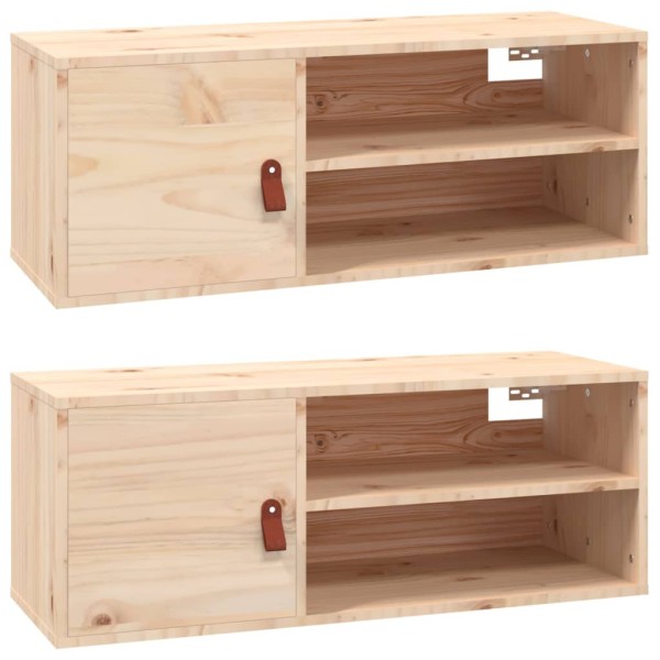 Armarios de pared 2 uds madera maciza de pino 80x30x30 cm Armarios de pared 2 uds madera maciza de pino 80x30x30 cm